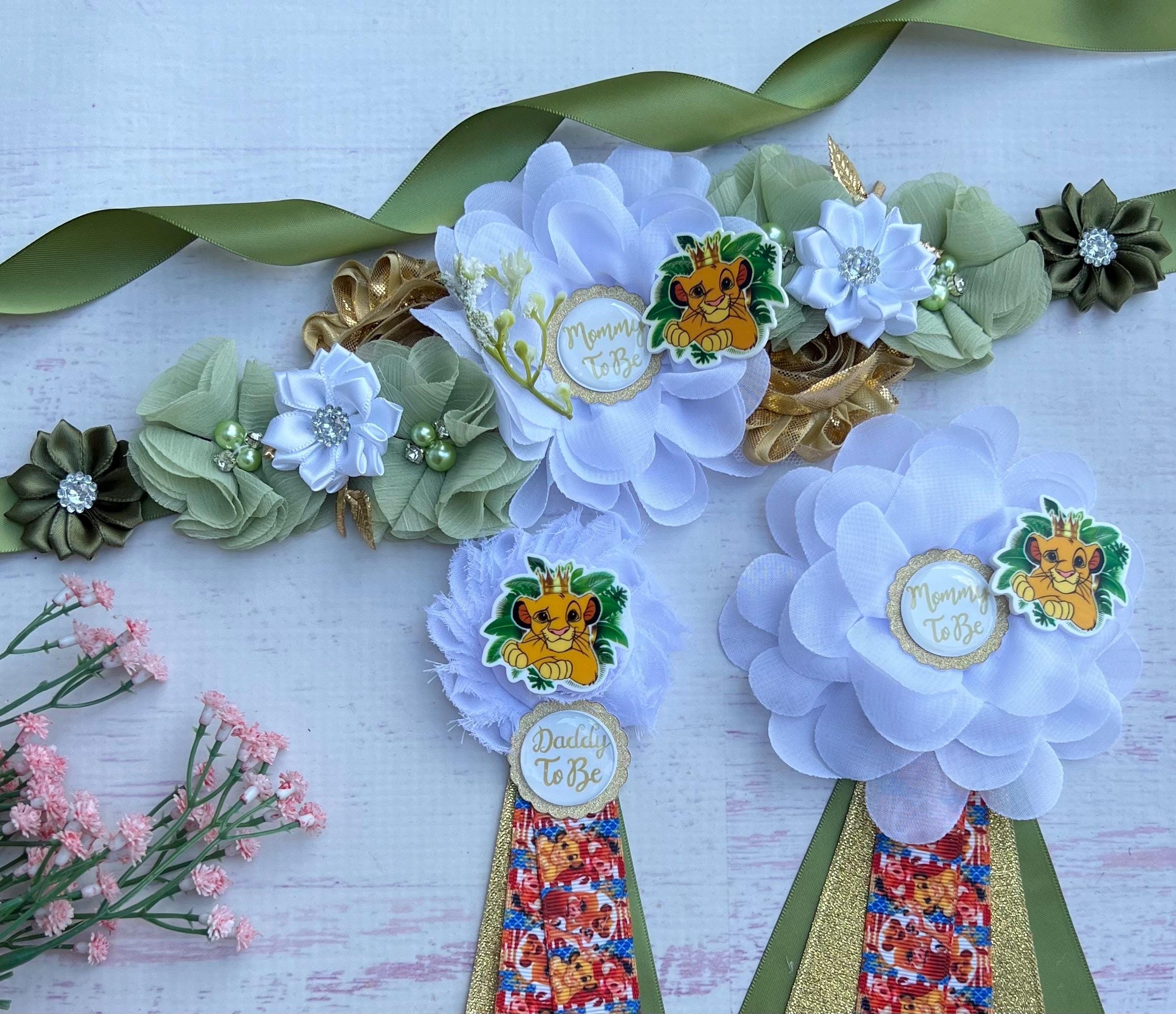 Lion King Maternity Sash Lion king Baby Shower Sash Pregnancy Sash Simba Mom to be Sash Lion King Baby Shower Corsages Safari Baby Shower