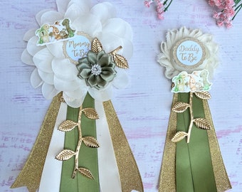 Dinosaur Baby Shower Corsage ,Dinosaur Baby Shower Pin ,Dinosaur Baby Shower Corsage, Mom Dad Pins  ,Mommy Ribbon, Dino Baby Shower Boy
