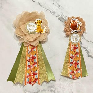 Lion King Baby Shower Corsage, Mommy and Daddy Pins