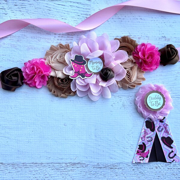 Cowgirl Baby Shower Sash Cowgirl Maternity Sash Belt Country Western Baby Shower Girl Pregnancy Sash Cowgirl Sash For Mommy to Be