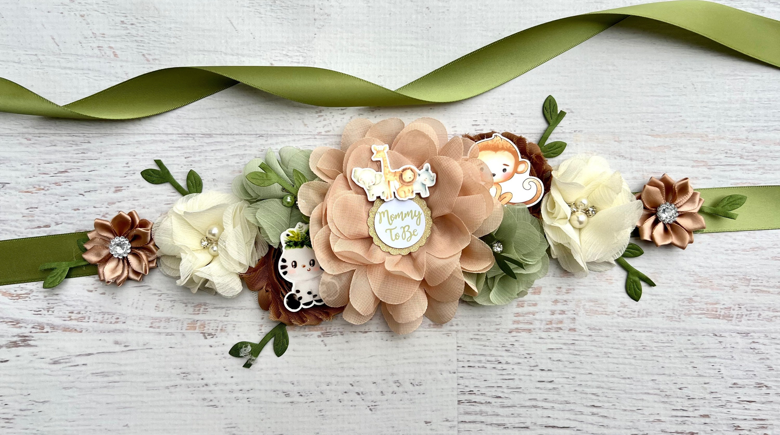 Safari Baby Shower Sash Belt safari Maternity Sash green Etsy