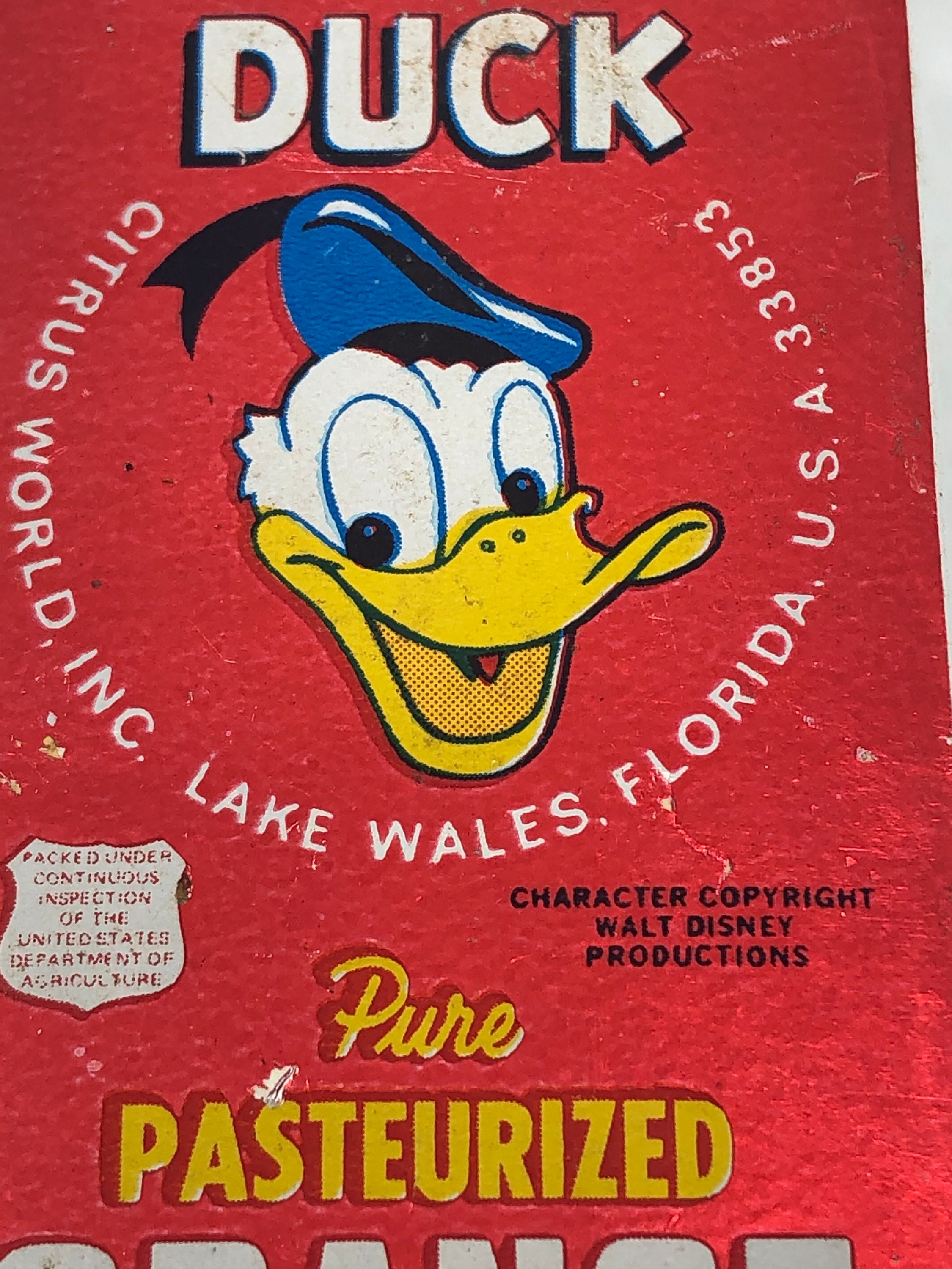 Vintage Donald Duck Orange Juice 32 oz Glass Bottle with label | Etsy