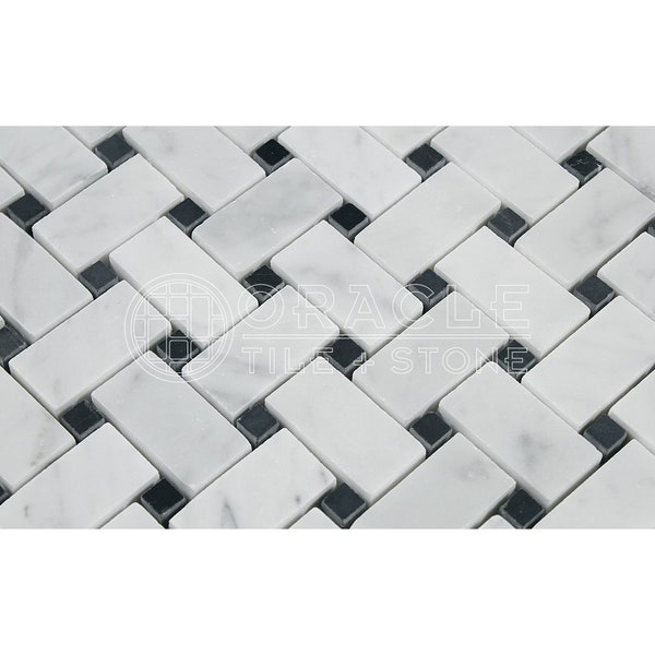 Real Natural Stones Italian Bianco Carrara White Marble Basketweave Shape Decorative Wall Decor Mosaic Tile