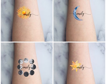 Sun And Moon Tattoo Etsy Sun And Moon Tattoo Etsy