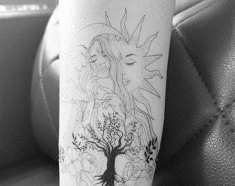 Sun And Moon Tattoos Etsy Sun And Moon Tattoos Etsy