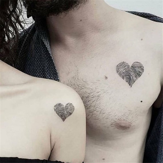 Couple Tattoos Fingerprints Heart Tattoo Love Tattoos Etsy