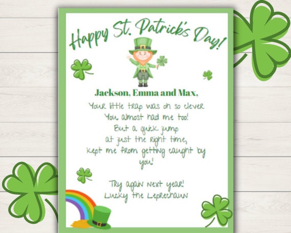 Printable Leprechaun Letter Customizable Letter From the - Etsy