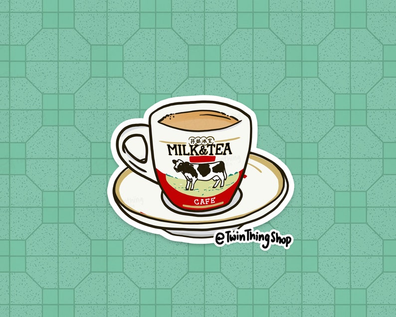 Retro Hong Kong Cafe Drinks Stickers for Laptop, Notebook and Crafts