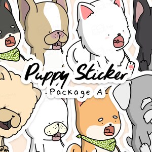 Autocollants de chien de chiot - chow mignon, Shiba, Frenchie, Schnauzer, doggos de chiot samoyed pour ordinateur portatif, cahier et artisanat