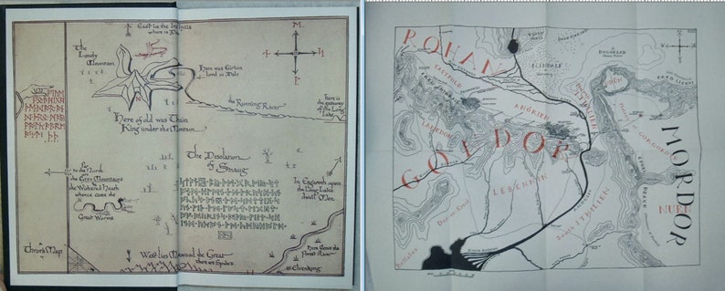 May include: A black and white map of the fictional land of Mordor from the Lord of the Rings books. The map shows the locations of Mount Doom, Barad-d&ucirc;r, and other important landmarks. The map is labelled with the names of the different regions of Mordor.