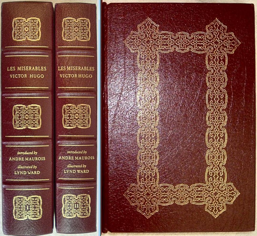 LES MISERABLES by Victor Hugo Easton Press Leather 2 Volume