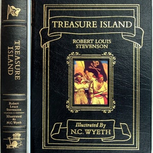 WYSPA SKARBÓW autorstwa Roberta Louisa Stevensona Easton Press Leather NC Wyeth Ilustrowany jako nowy