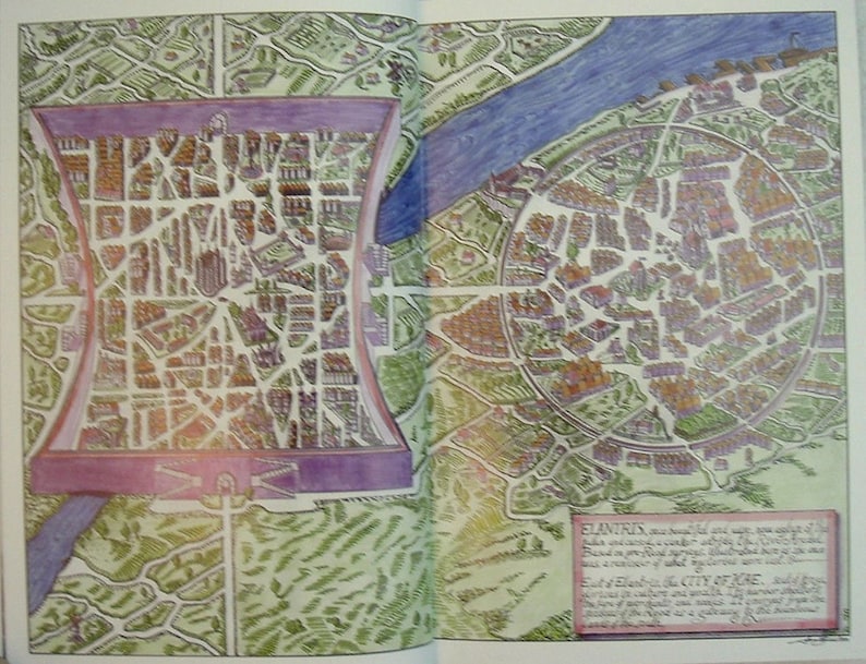 May include: A vintage illustration of the city of Elbing, Germany, with a detailed map of the city's layout and surrounding areas. The map is drawn in a colorful style with a purple border and a river running through the city. The text below the map reads "ELBING, this beautiful and old city, was erected in 1335, and received its name from the river Elbing, which flows by it. It is a very ancient city, and was built by the Teutonic Knights, in the year 1237. It is a very important city, and is the capital of the province of West Prussia. It is a very large city, and has a population of about 40,000. It is a very beautiful city, and is well worth a visit."