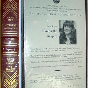 Vittorio The Vampire by Anne Rice Franklin Library Signed First Edition 1999