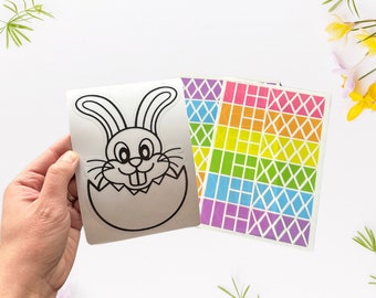 Easter Bunny Window Cling for Kids, Easter Basket Stuffers Stained Glass Kit, Bunny Sticker Easter Activity, Rabbit Suncatcher Kit Craft