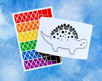 Dinosaur Montessori Craft Kit for Kids, Fun After School Dinosaur Art Project - DIY Window Art Activity for Littles - No-Mess Sticker Craft