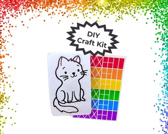 Fun Cat Craft for Kids & Adults - Cute Cat Art Project for Kids – Cat Party Favor - Cat Lover Gift and Decor - Mess-Free Window Art Activity