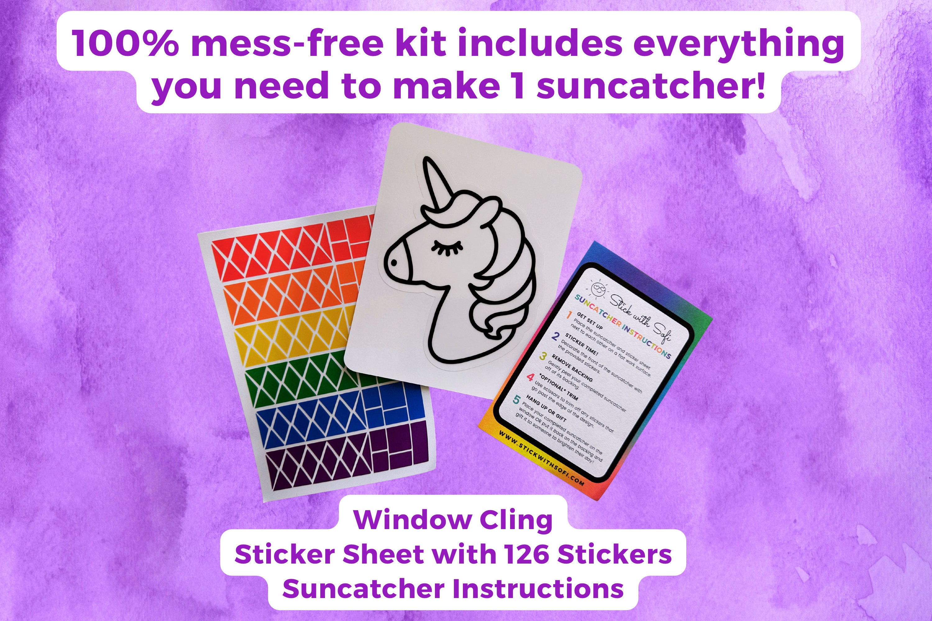 Unicorn Suncatcher Kit Art Project Stained Glass Unicorn Goody Bag