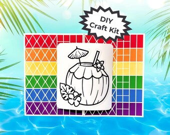 Tropical Drink Craft for Kids – DIY Summer Fun Beach Party Favors – Luau Party Favor, Beach Vacation Keepsake and Colorful Window Art