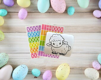 Lamb Easter Basket Stuffers for Kids, Sheep Faux Stained Glass Kit, Easter Activity Lamb Window Clings for Kids, Sheep DIY Suncatcher Kits
