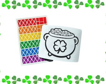 St Patrick's Day Pot of Gold Suncatcher Craft Kit for Kids, After School St Paddy's Day Fun - DIY Travel Sticker Activity for Toddlers