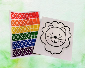 Lion Suncatcher Kit - Kinder Bastelbevorzugung - Buntglas Löwe - Geschenke für Kinder - Geschenke für Kleinkinder - Sticker Basteln - Einzigartige Gastgeschenke