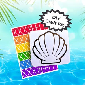 Seashell Craft Kit - Ocean Craft for Kids & Adults - Beach Trip Activity - Summer Party Favors - Coastal Window Art - Seashell Window Cling