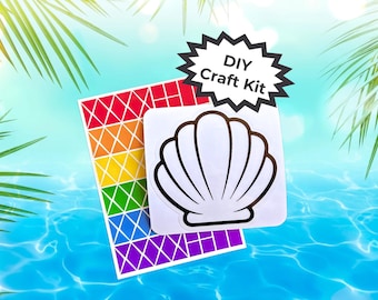 Seashell Craft Kit - Ocean Craft for Kids & Adults - Beach Trip Activity - Summer Party Favors - Coastal Window Art - Seashell Window Cling