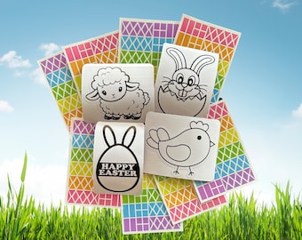 Easter Basket Arts and Crafts Window Clings (Variety Set of 4), Easter Basket Stuffers Suncatcher Kits, Easter Bunny Stained Glass Kit