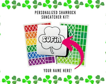 Shamrock St Patrick's Day Custom Name Suncatcher Kit for Kids, St Patrick's Day DIY Art Project, St Paddy's Day Gift for Kids and Toddlers