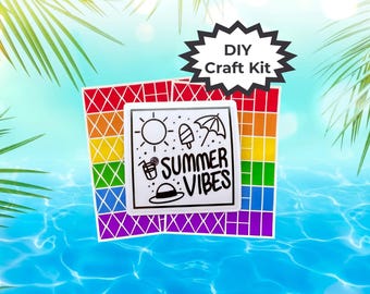 DIY Summer Vibes Suncatcher Kit - Mess-Free Kids Craft - Fun Summer Art Activity - Beach & Sunshine Craft Kit