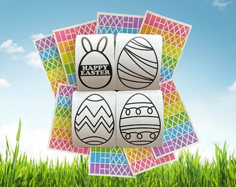 Easter Eggs Suncatcher Kits (Set of 4), Easter Basket Filler Stained Glass Kit, Easter Egg Easter Basket Stuffers, Easter Decorations