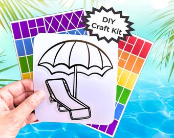 Beach Chair with Beach Umbrella Art Project for Kids - DIY Summer Craft for Kids & Adults - Ocean-Themed Party Favor - Tropical Party Favors