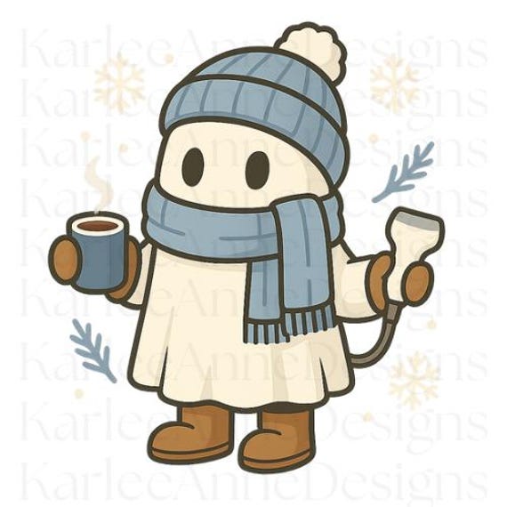Winter Ultrasound Tech Ghost PNG: Medical Christmas Clipart (Digital Download)