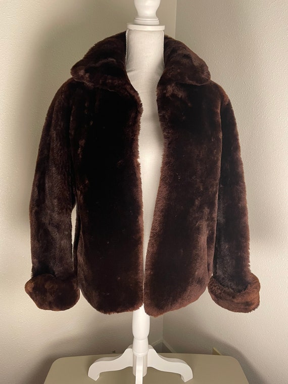 Vintage chocolate brown mouton coat