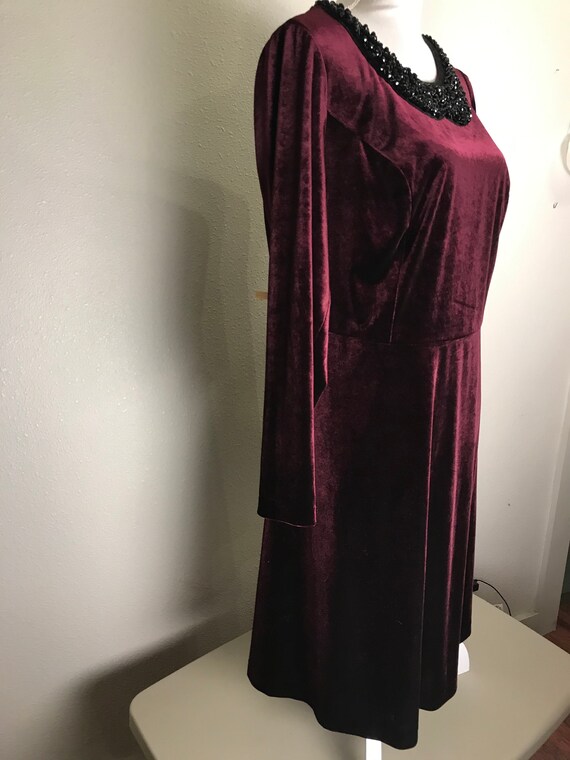 Betsey Johnson Wine Velvet dress s 14w - image 3