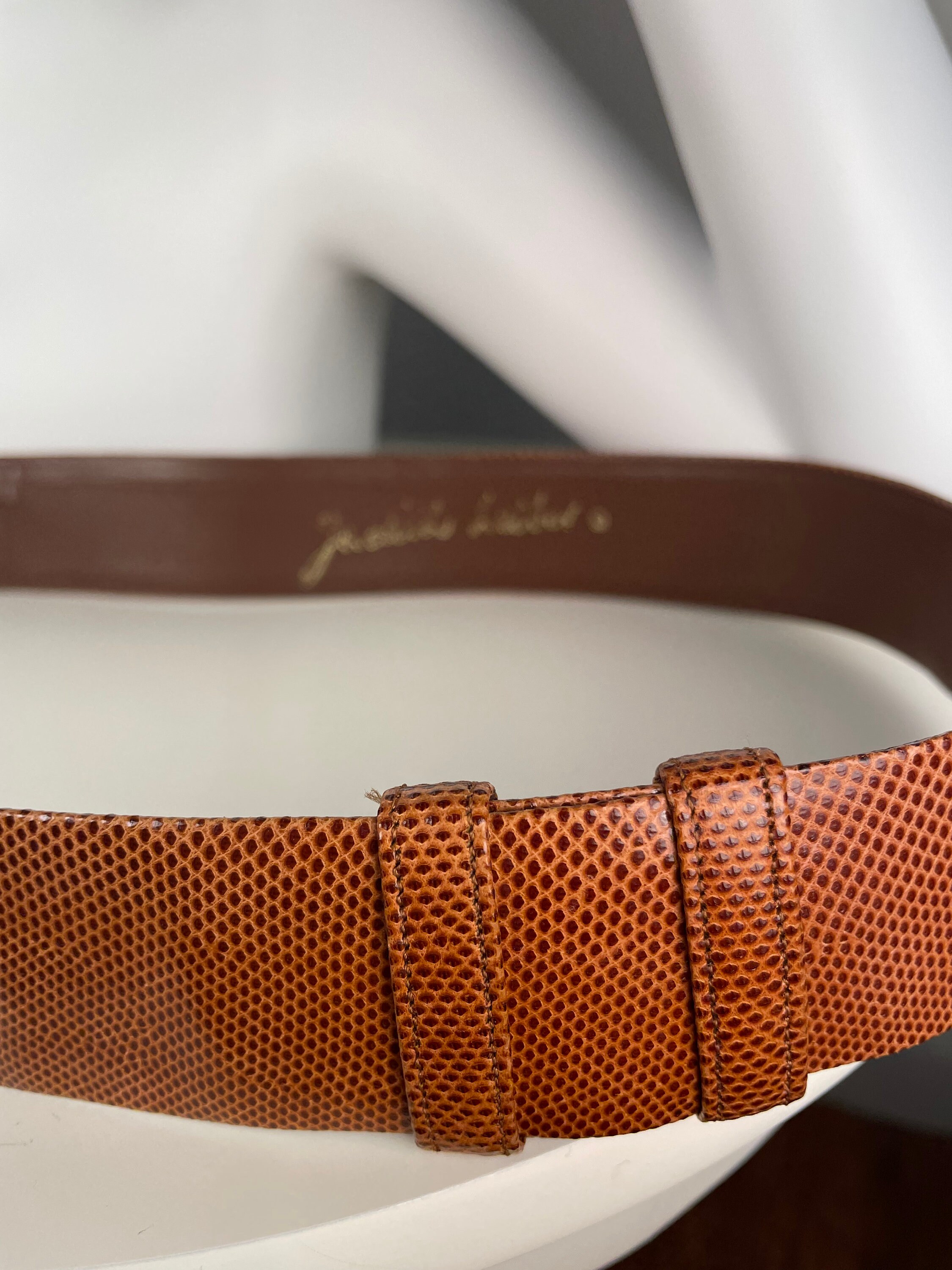 Vintage Judith Lieberman brown faux snake skin leather belt Vintage Judith Leiber Brown Snakeskin Belt - Etsy main image 2