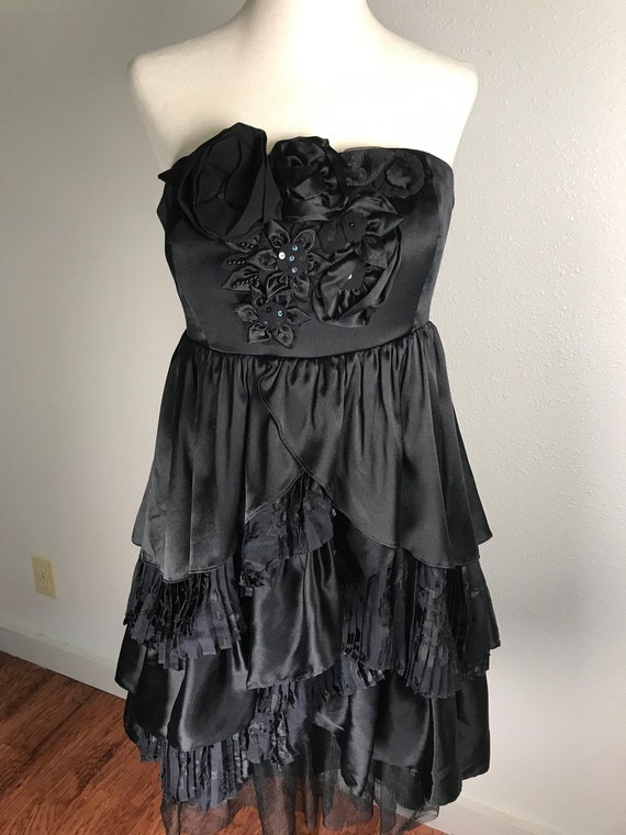 Betsey Johnson vtg black ruffled dress - image 1