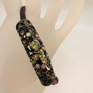 Crystal slide bracelet on leather cord