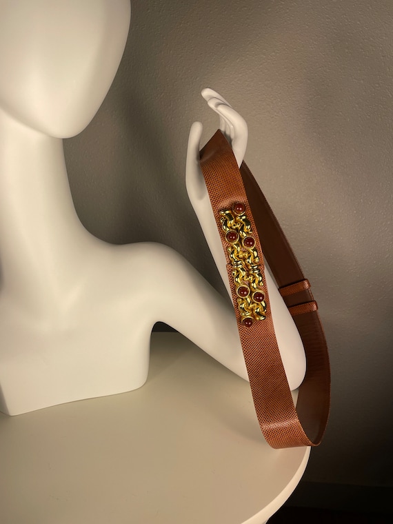 Vintage Judith Leiber brown snakeskin belt