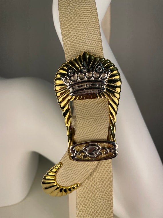 Vintage Judith Leiber tan snakeskin belt