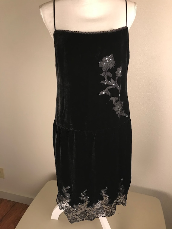 Vtg Betsey Johnson black velvet dress