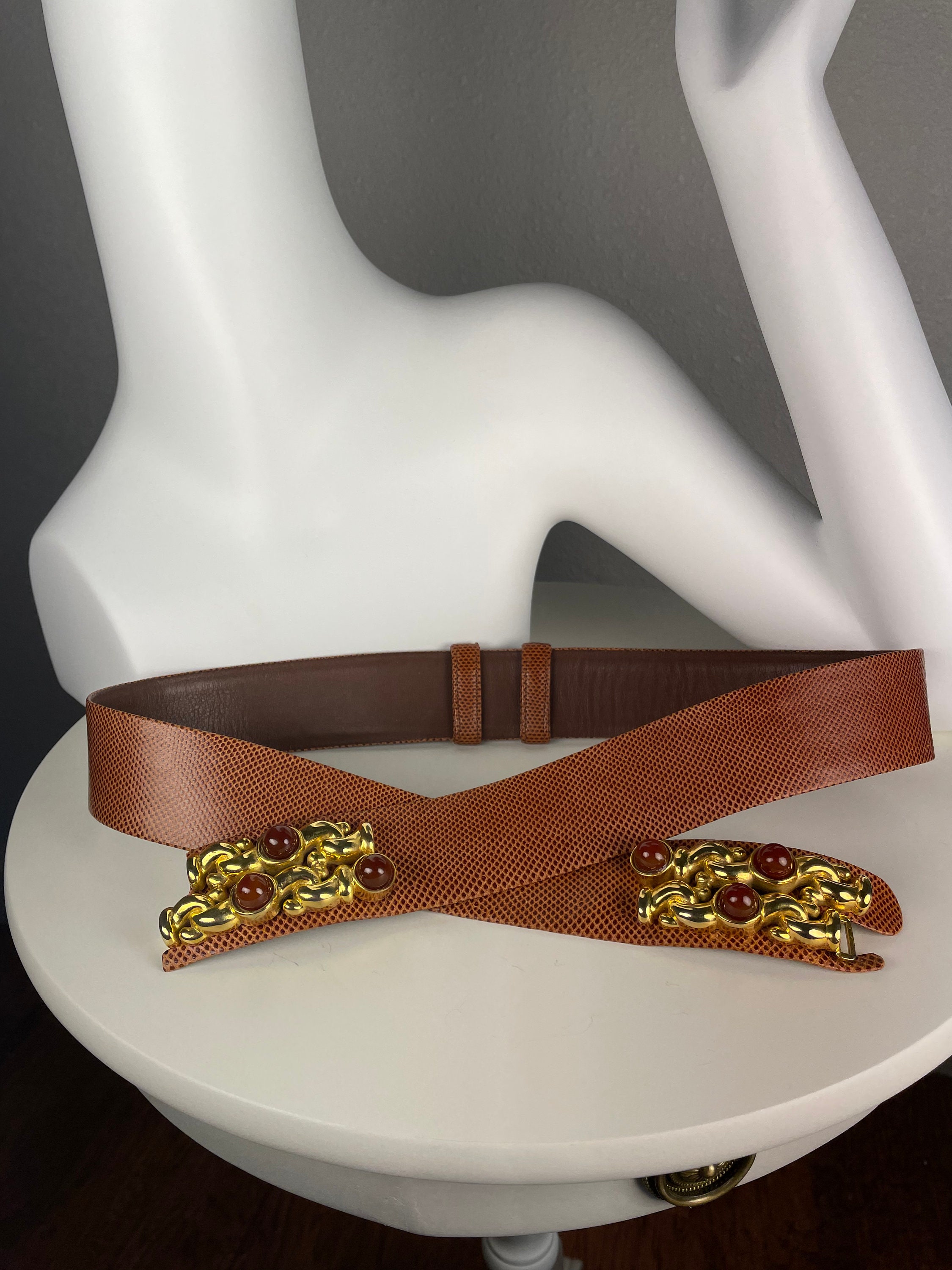 Vintage Judith Leiber Brown Snakeskin Belt - Etsy