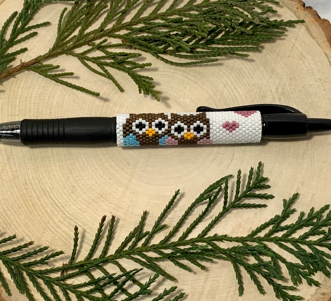 Owl Beaded Pen Cover Pen Wrap Pilot G2 Cover Etsy