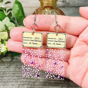 Blood Smear Microscope Slide Earrings, Printed Microscope Slide Earrings, Hematology Earrings, Histology Earrings, CBC Earrings - 2&quot;