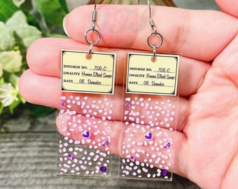 Blood Smear Microscope Slide Earrings, Printed Microscope Slide Earrings, Hematology Earrings, Histology Earrings, CBC Earrings - 2"