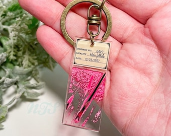 Llavero con estampado de histología de folículo piloso en acrílico transparente - 2"