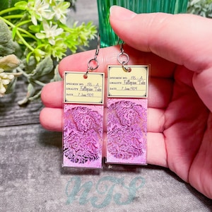 Fallopian Tube Microscope Slide Earrings, Printed Acrylic Earrings, Gynecology Earrings, Histology Earrings, OBGYN Earrings - 2&quot;