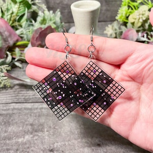 Hemacytometer Earrings, Printed Microscope Slide Earrings, Hematology Earrings, Blood count Earrings, CBC Earrings - 2&quot;