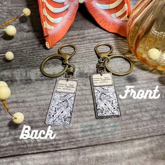 Bone Slide Keychain, Printed Microscope Slide Keychain